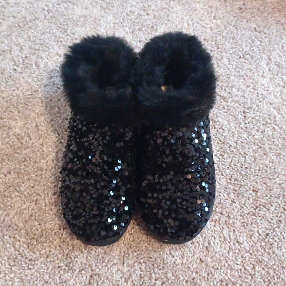 Black sequin boots